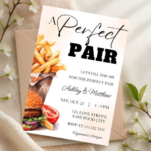Invitation Burger et Frites Parfait Couple de Douche Mixte