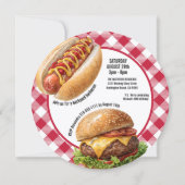 Invitation Burger et hot-dog au grill de barbecue de jardin (Dos)