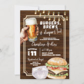 Invitation Burger rustique bois brasser et couche au Baby sho (Devant)