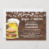 Invitation Burger Rustique & Brews Adultes Anniversaire (Devant)
