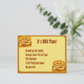 Invitation Burger souriant BBQ Party (Debout devant)