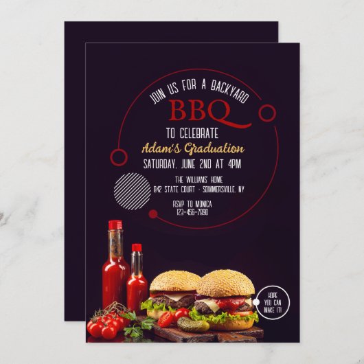 Invitation Burgers BBQ (Devant / Derrière)