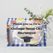 Invitation Burgers BBQ d'envoi à l'université sur table perso (Debout devant)