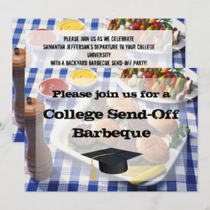 Invitation Burgers BBQ d'envoi à l'université sur table perso