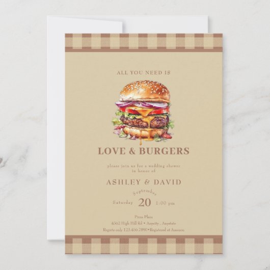 Invitation Burgers| BBQ | Fête de couples (Devant)