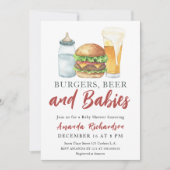 Invitation Burgers, BIÈRE et bébé - Baby shower (Devant)
