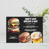 Invitation Burgers bières barbecue grillage réaliste (Debout devant)