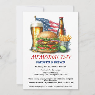 Invitation Burgers & Bières du Memorial Day Fête de BBQ dan