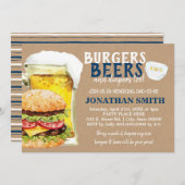 Invitation Burgers, Bières et couches aussi papa à être sous (Devant / Derrière)