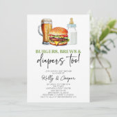 Invitation Burgers brasse et diapers aussi! Baby shower (Debout devant)