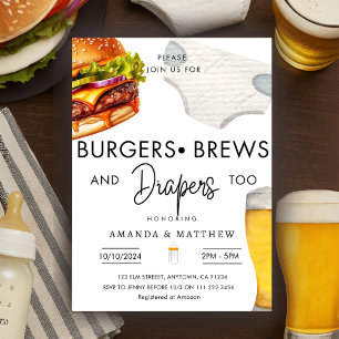 Invitation Burgers, Brûlons Diapers Baby shower Décontracté C