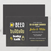 Invitation Burgers de bière et présentation pour bébé, Baby s (Devant / Derrière)