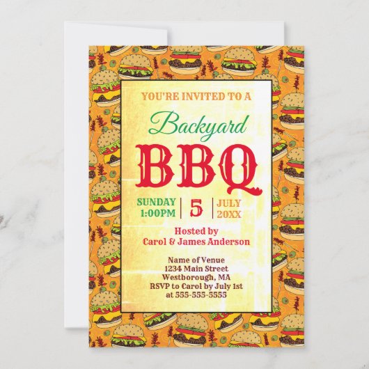 Invitation Burgers du Jardin BBQ Party (Devant)