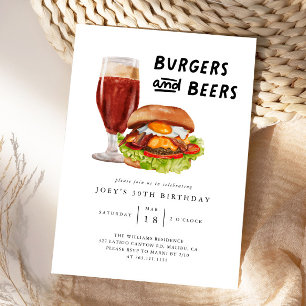 Invitation Burgers et bières BBQ fête d'anniversaire