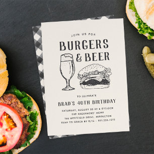 Invitation Burgers et bières rustiques Toute occasion ou anni
