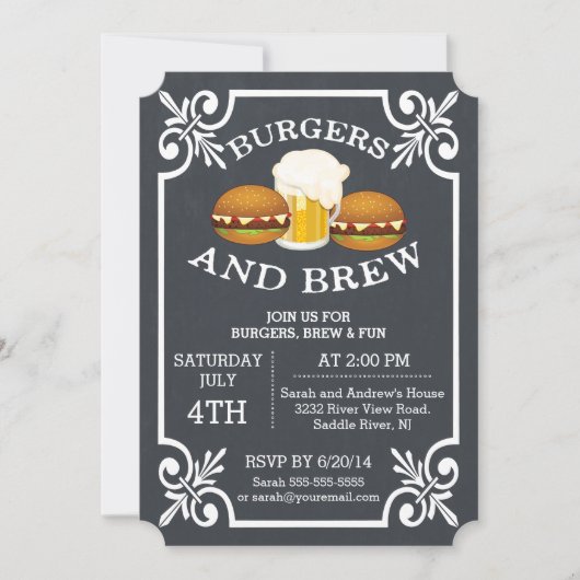 Invitation Burgers et brasser Barbecue (Devant)