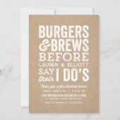 Invitation Burgers et brasseries avant le dîner de répétition (Devant)