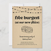 Invitation Burgers Gratuits Amusant Fête du réchauffement de  (Devant)