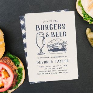 Invitation Burgers rustiques et fiançailles de bière