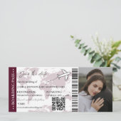 Invitation Burgund Boarding pass mariage enregistrer la date  (Debout devant)