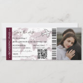 Invitation Burgund Boarding pass mariage enregistrer la date  (Devant)