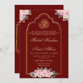 Invitation Burgund Elegance Mosque Or musulman musulman maria (Devant / Derrière)