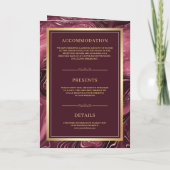 Invitation Burgundy Agate Marbre QR Code Mariage musulman (Dos)