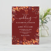 Invitation Burgundy All In One Autumn Fall Floral Wedding (Debout devant)