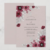 Invitation Burgundy Alluring Romantic Wedding (Devant / Derrière)