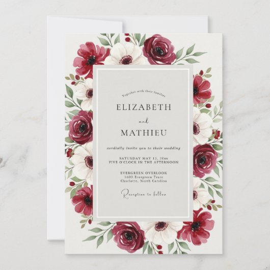Invitation Burgundy Alluring Winter Wedding (Devant)