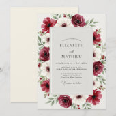 Invitation Burgundy Alluring Winter Wedding (Devant / Derrière)