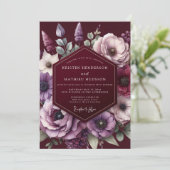 Invitation Burgundy Amethyst Bloom Wedding (Debout devant)