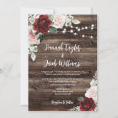 Invitation Burgundy and Blush Pink Floral Rustic Wedding (Devant)