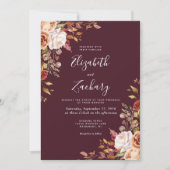 Invitation Burgundy Aquarelle Chute Mariage Floral (Devant)