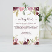 Invitation Burgundy Aquarelle Floral Flower Détails du Mariag (Debout devant)