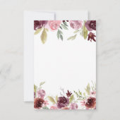 Invitation Burgundy Aquarelle Floral Flower Détails du Mariag (Dos)
