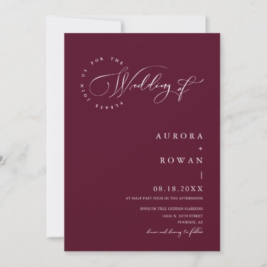 Invitation Burgundy Arch QR Code Mariage Photo (Devant)