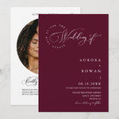 Invitation Burgundy Arch QR Code Mariage Photo (Devant / Derrière)