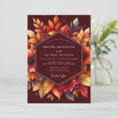 Invitation Burgundy Autumnal Floral Romance Wedding (Debout devant)