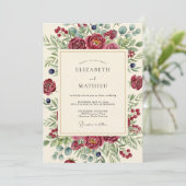 Invitation Burgundy Berry Botanical Wedding (Debout devant)