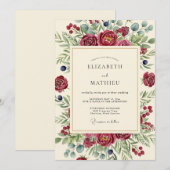 Invitation Burgundy Berry Botanical Wedding (Devant / Derrière)