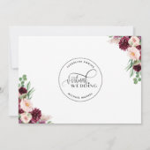 Invitation Burgundy Berry et Blush Floral Mariage virtuel (Dos)