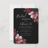 Invitation Burgundy & Black Elegant Floral Bridal (Devant)