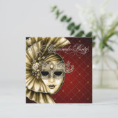 Invitation Burgundy Black Gold Masquerade Party (Debout devant)