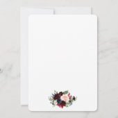 Invitation Burgundy Bleu Floral Élégant Mariage Or W (Dos)