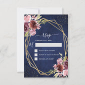 Invitation Burgundy Bleu Marine Élégant RSVP Aquarelle (Devant)