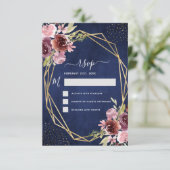 Invitation Burgundy Bleu Marine Élégant RSVP Aquarelle (Debout devant)