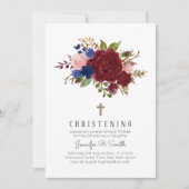 Invitation Burgundy Bleu rose floral enchanté (Devant)