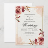 Invitation Burgundy Bloom Archway Wedding (Devant / Derrière)