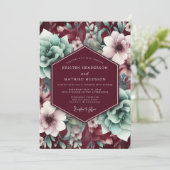 Invitation Burgundy Bloom Elegance Wedding (Debout devant)